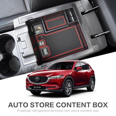 Black Car Armrest Storage Box Car Central Interior Tray for Mazda CX-5 2017-2019