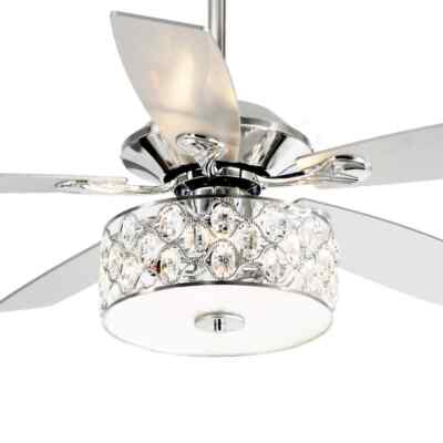 matrix decor 52 in. Indoor Chrome Crystal Chandelier Ceiling Fan with Remote
