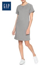 NWT $60 GAP Women XS Roll-Up Short-Sleeve Slip On Dress in French Terry