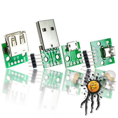 USB to Dip Adapter Break Out male female mini micro inkl. Pins 2.54mm Arduino 