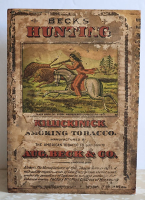 Antique & Rare Beck's Hunting Killickinick Smoking Tobacco Wooden Slide Top  Box