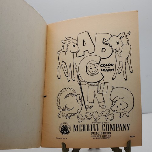 Libro para colorear vintage de ABC para colorear y aprender de Merrill Publishers 1962 sin usar - Imagen 5 de 6