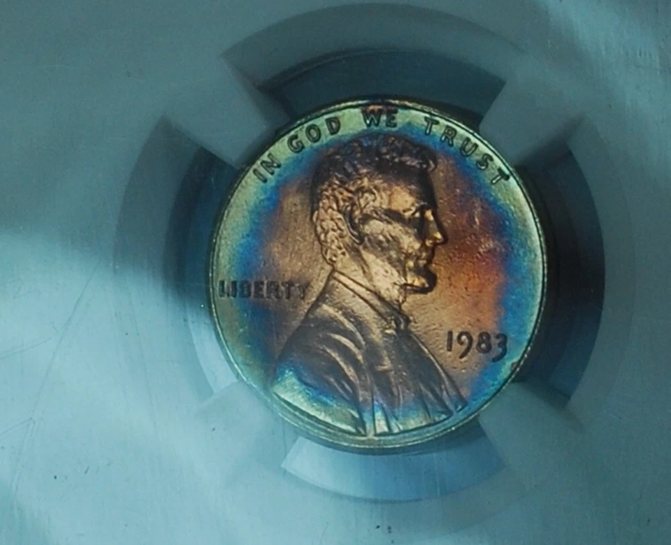 1983 NGC MS65RB FS-801 DDR Doubled Die Reverse Lincoln Cent Powder Blue Toning - Image 3 of 4