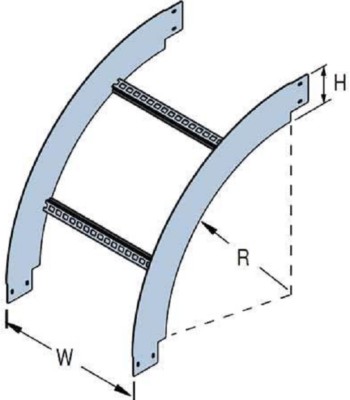Unistrut CABLE LADDER EXTERNAL RISER 450mm Radius, 90° Aluminium- 150mm ...