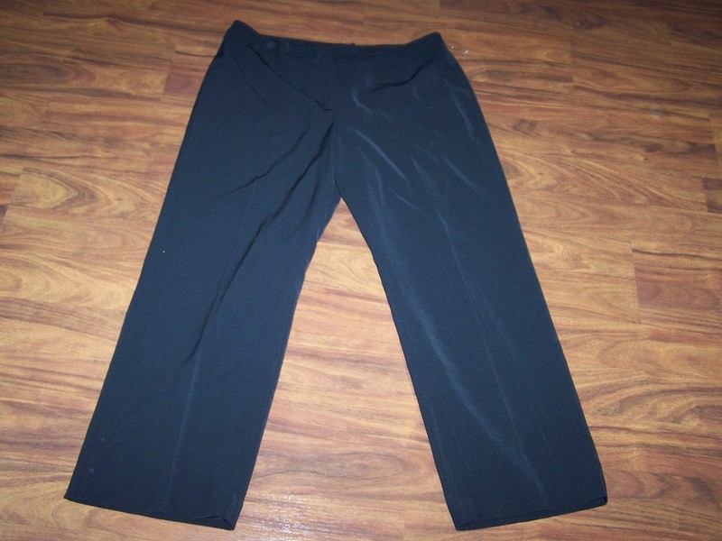 NEW LE SUIT Black Lined Dress Pants Slacks Hidden Front Zipper Sz 18 Polyester 
