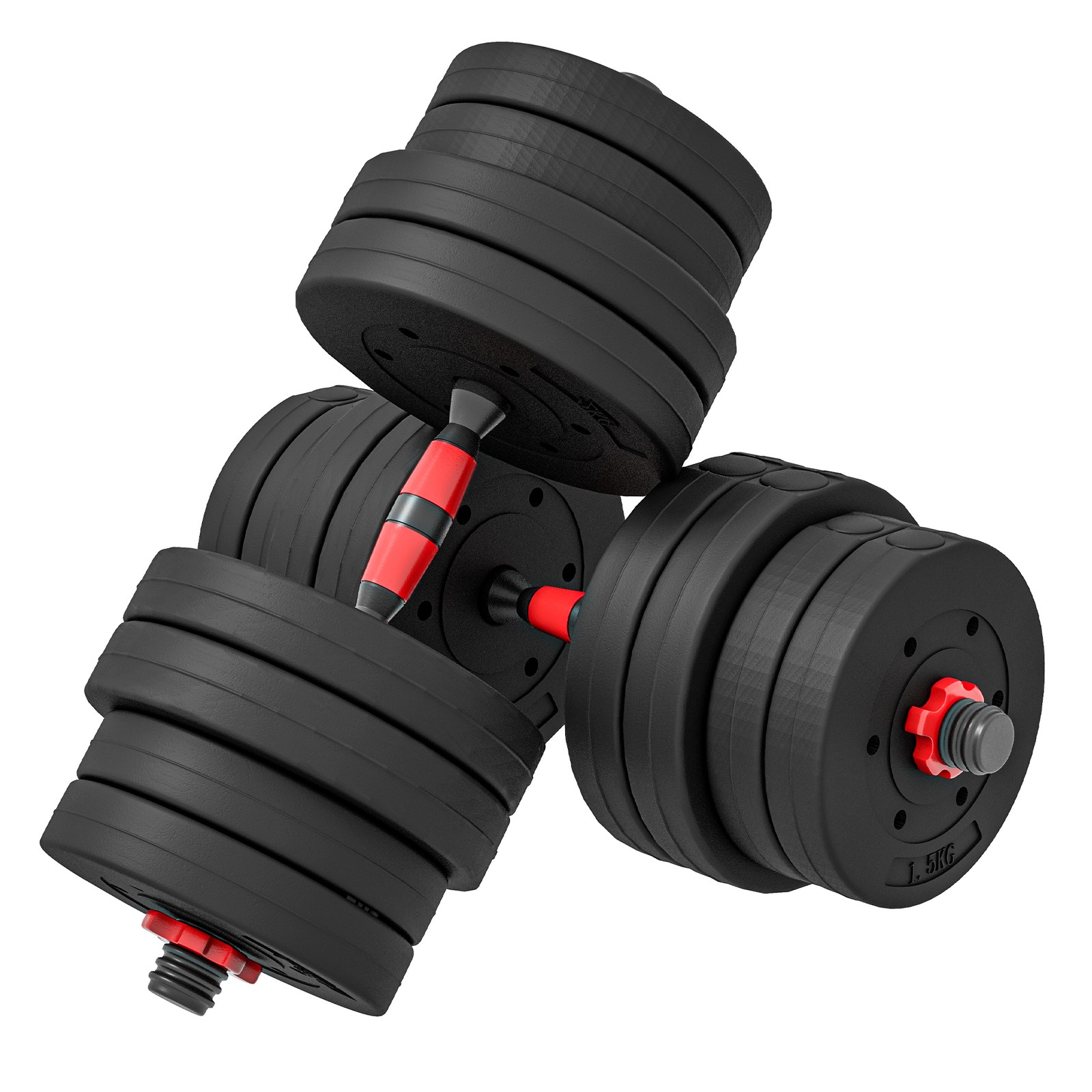 Set 2 Manubri Antiscivolo con 16 Dischi Pesi da 30 kg  totali e Connettore, in A