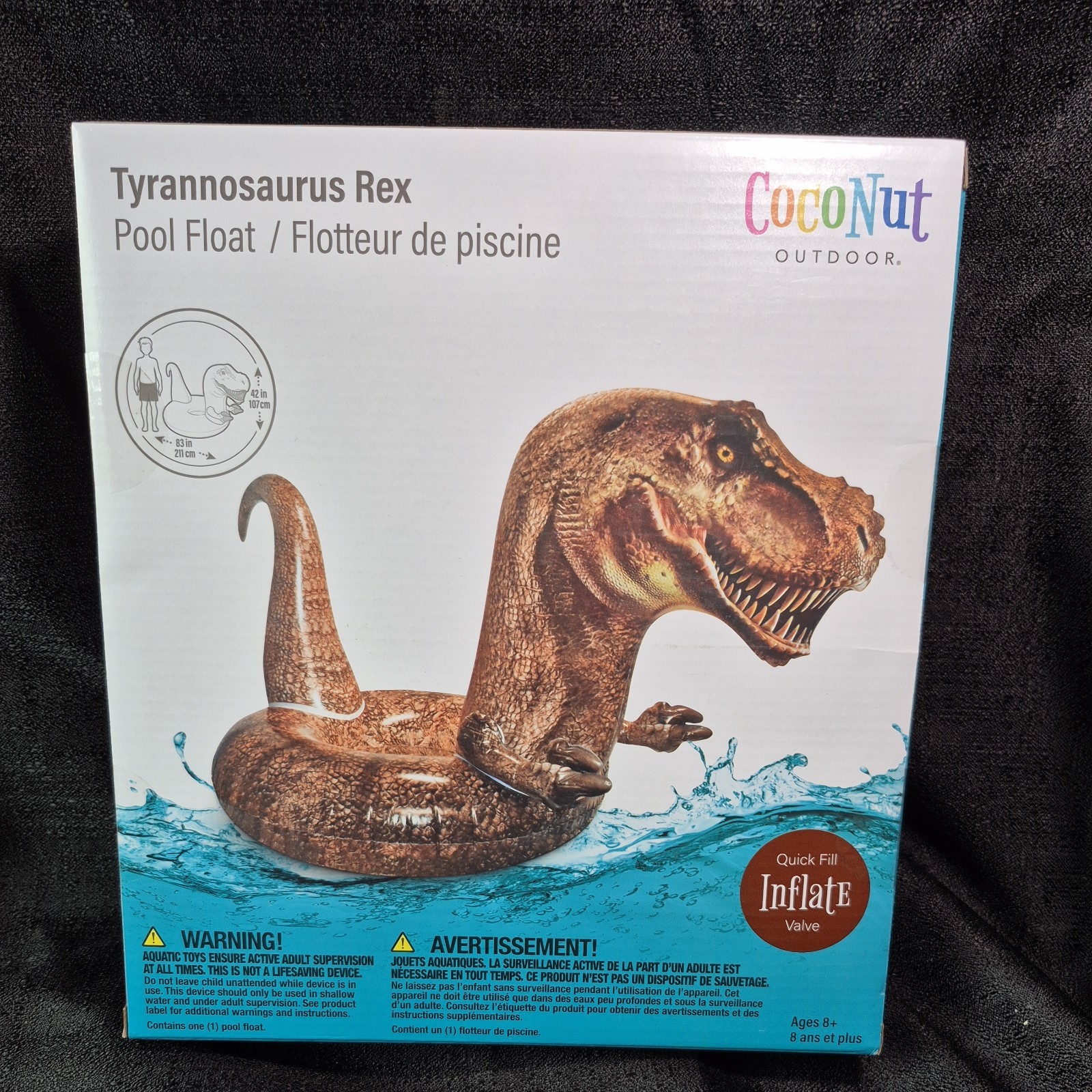 Tyrannosaurus T Rex Pool Float tube Jurassic Quick Inflate Coconut fast shipping