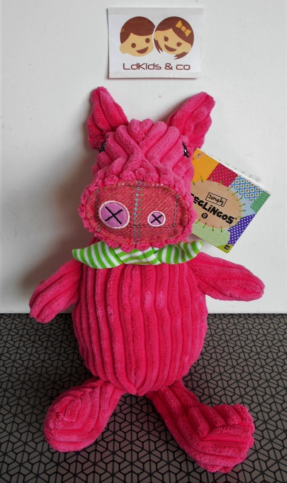 Doudou cochon rose 35 cm Jambonos authentique peluche Les Déglingos en velours
