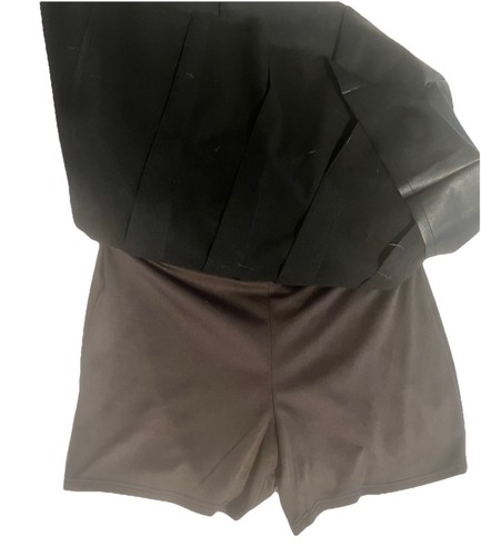 SO Goods For Life Girl’s Black Faux Leather Pleated Skater Skirt Skort Size 8 - Picture 5 of 8
