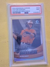COLTON COWSER PSA 9 SHADES OF GREATNESS 2022 BOWMAN CHROME CARD #SG9. RISING...