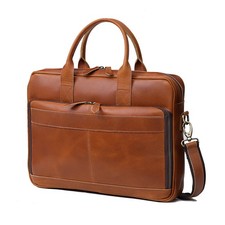 Leather briefcase 18 Inch Laptop Messenger Bags for Men and Best Office brief...