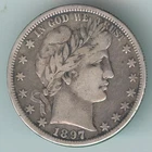 1897-S U.S. BARBER HALF DOLLAR - SILVER - KM#116 - KEY DATE - VERY FINE