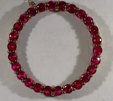 10K Yellow Gold 1.80ctw Created Rubies Open Circle Pendant Necklace - 20"