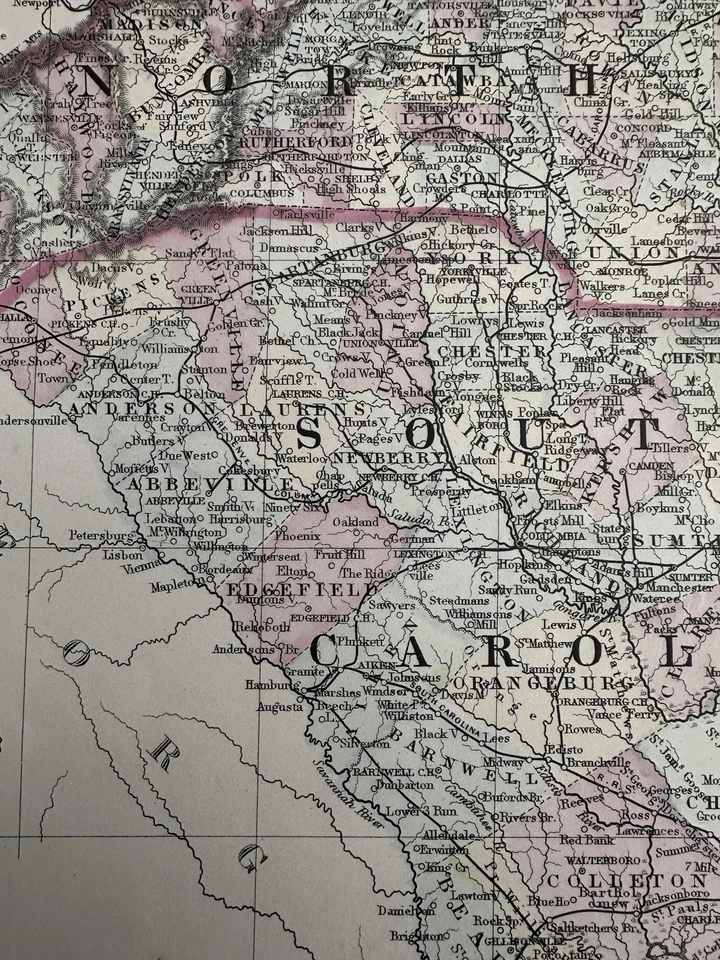 План города Северная и Южная Каролина Чарльстон 1880 Митчелл раскрашенная вручную красивая карта - Изображение 2 из 4