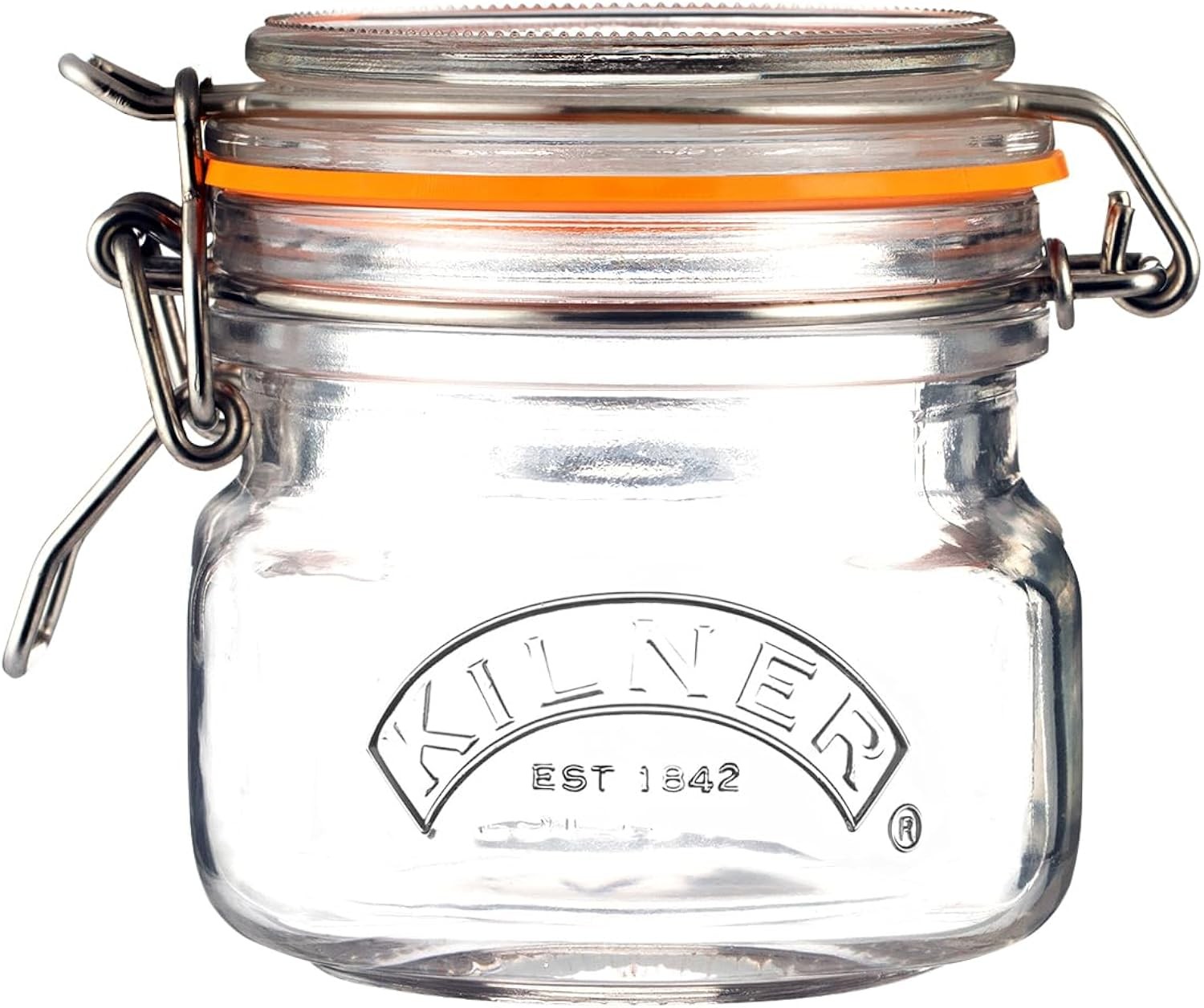 Kilner Square Clip Top Jar 250ml Airtight Glass Jar for Herbs Spices Nuts Seeds