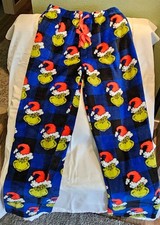 The GRINCH Plush Pajama Pants Men's MEDIUM Lounge Sleep PJ Two Pockets SOFT EUC