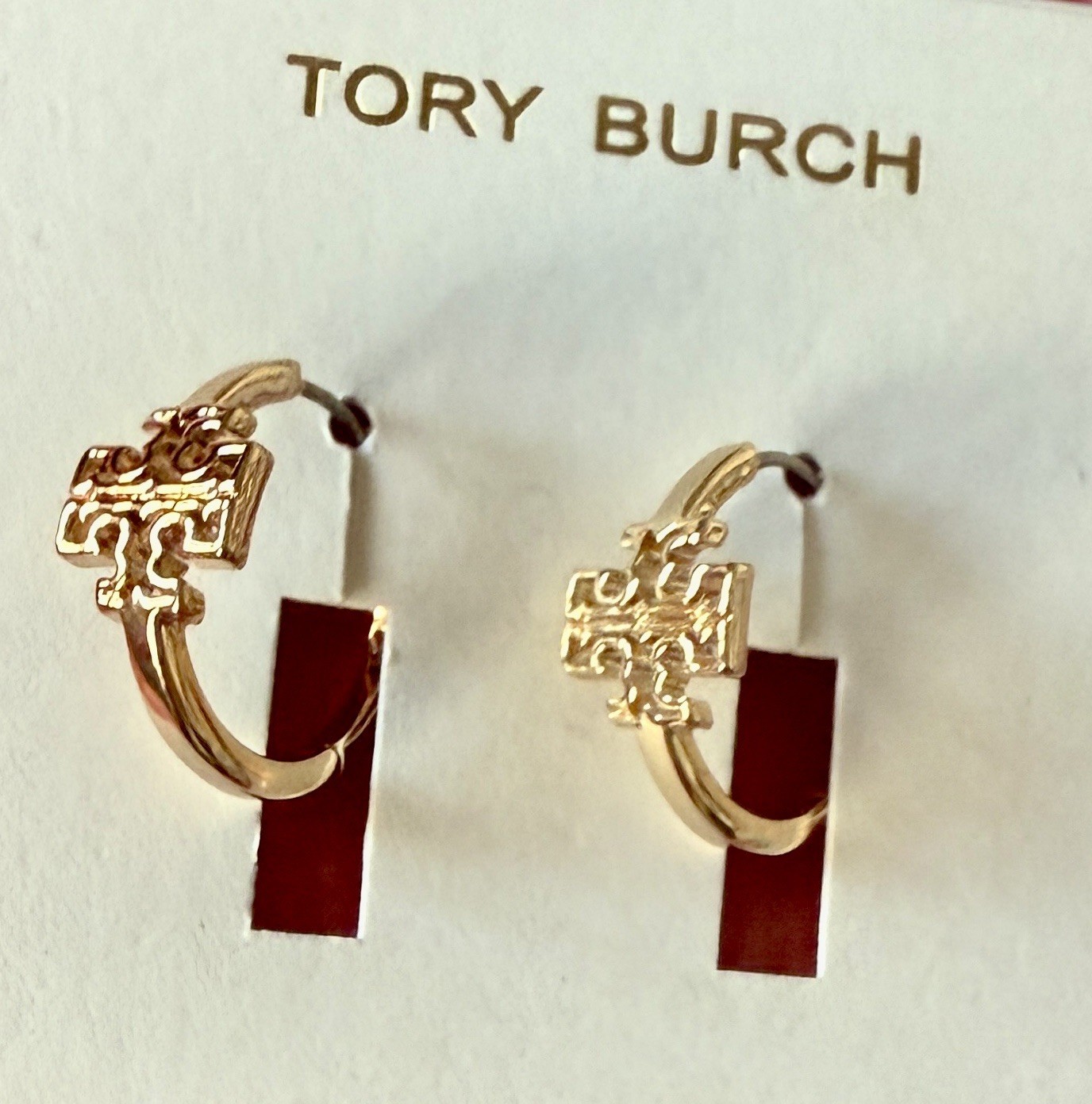 Tory Burch Britten Tory Gold Hoop Earrings New With Tags thumbnail 5