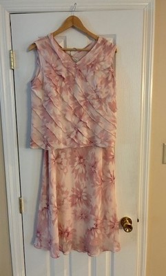 Adrianna Papell Set 100% Silk Maxi Skirt Sleeveless Top Romantic Formal Size 14