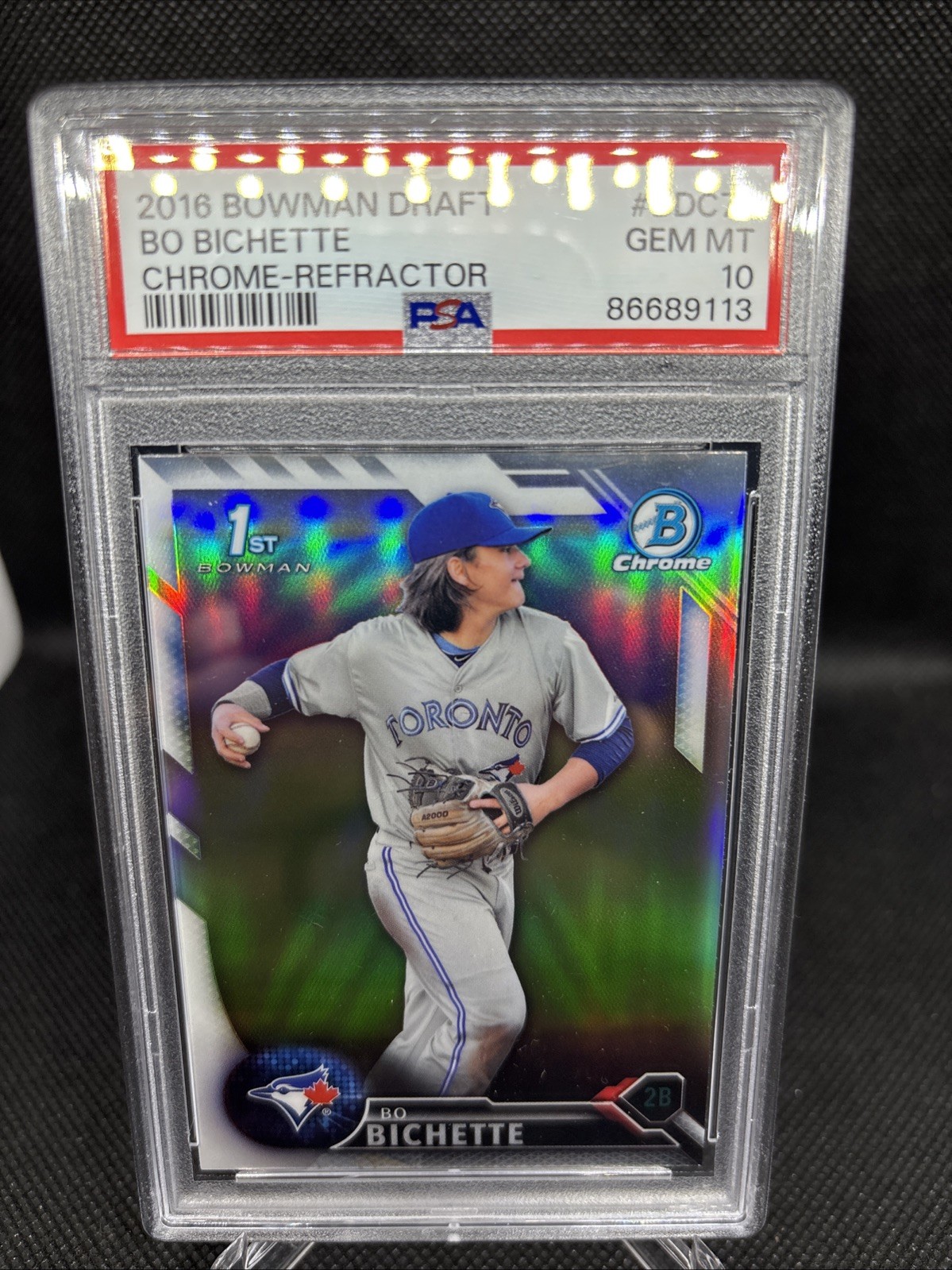 2016 Bowman Chrome Draft Refractor Bo Bichette Blue Jays First #BDC74 PSA 10