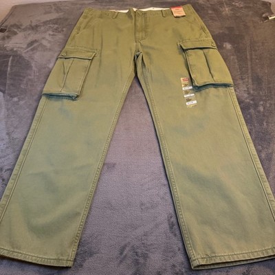 Levi's Ace Cargo Pants Olive Green Relaxed Fit Cotton Mens 36x30'' NWT