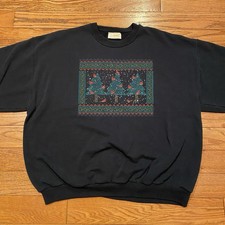 VTG Artisans 1990  s Cardinal Christmas Tree Sweater Sweatshirt XL Granny Core