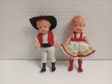 Pair of VTG German Celluloid Dolls from Germany 1950-1960 4.5" Tall Good Cond.