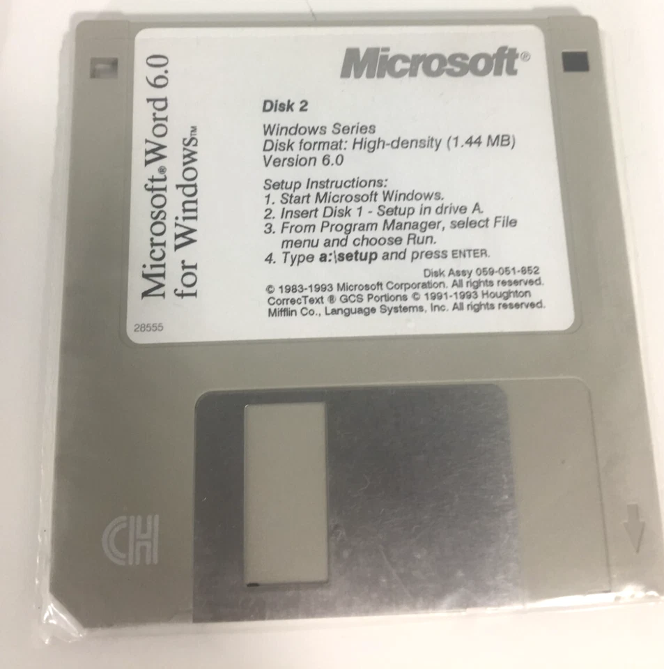 Microsoft Word 6.0 For Windows Version 6.0 | Floppy Disk Set 3.5" Set of 9 - Image 3 of 4