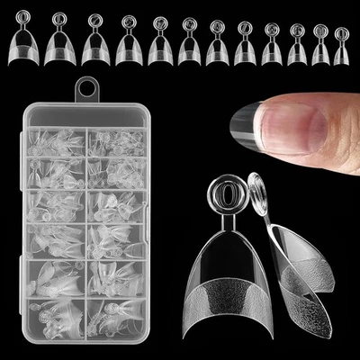 JUGCUT 240PCS Short Almond Nail Tips for Gel Extensions, 12 Sizes Soft Nail...