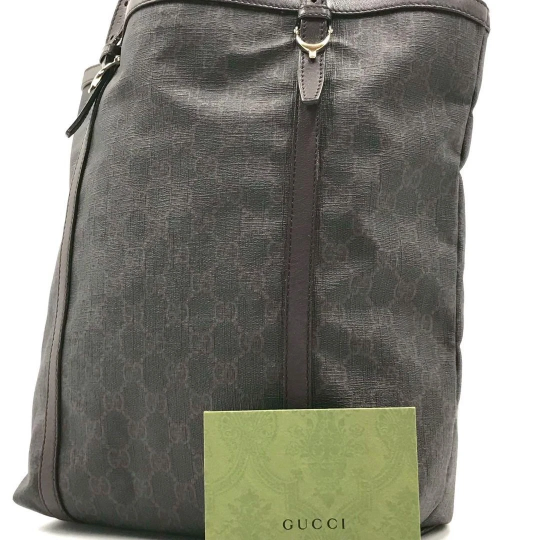 Sac fourre tout Gucci GG Supreme en cuir unisexe A4 bureau épaule marron foncé