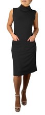 Black Cowl Neck Sleeveless Sweater Dress with Pockets Medium
