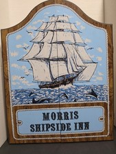 Vintage Oxford Morris Shipside Inn Wood Dartboard Cabinet Case Clipper Ship USA
