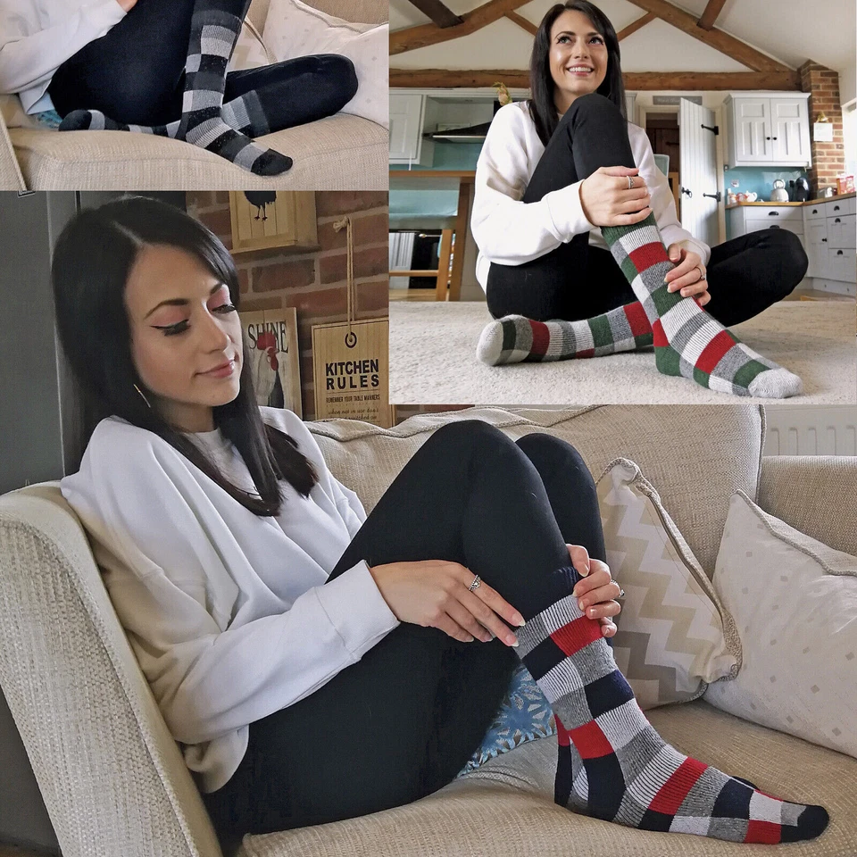 Calcetín Snob - Calcetines de mezcla de lana transpirables a cuadros para mujer Foto 3 de 4