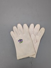 Vintage Child Youth Easter Gloves Embroidered Purple Flower 7" Dress Clothes