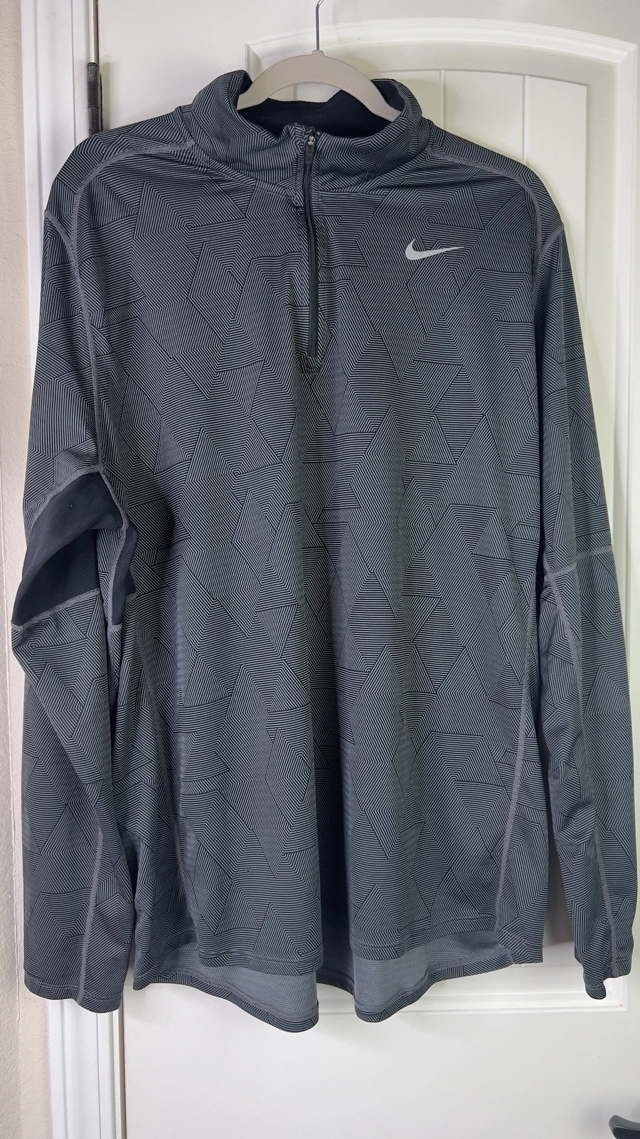 Nike Running Repel Element Gray Black Geometric 1/4 Zip Top Men’s XXL
