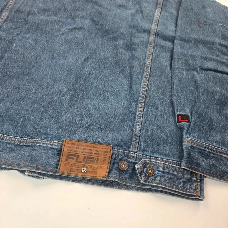 2440 Fubu Denim Y2K Boxy Jacket Navy XL Streetwear Skater Hiphop image 8
