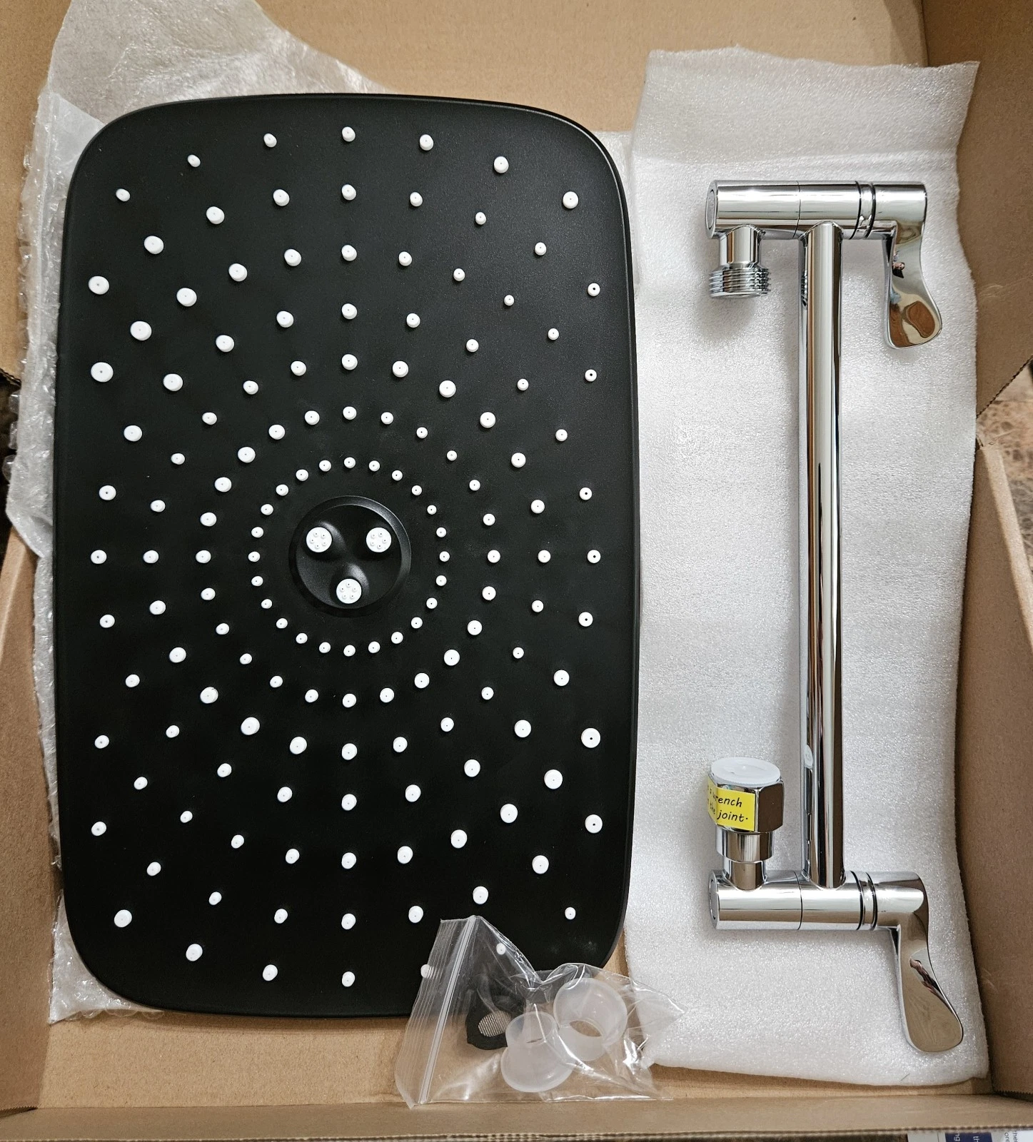 12 inch Rectangle Shower Head - Wide Coverage Rainfall Matte Black basic model