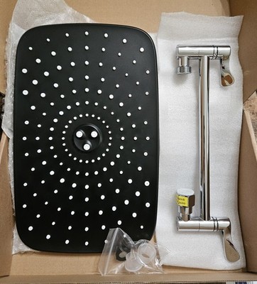  12 inch Rectangle Shower Head - Wide Coverage Rainfall Matte Black basic model