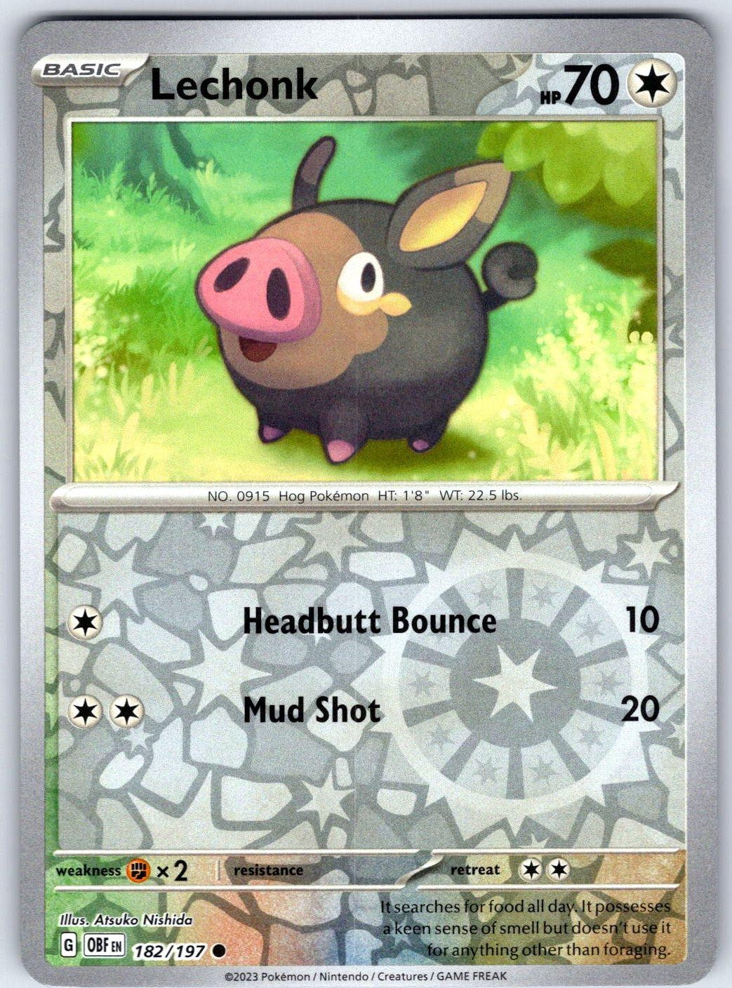 LECHONK - Pokemon - 182/197 Obsidian Flames - Reverse Holo NM/M