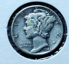 1944 Circulated Silver Mercury Dime. Good Condition. Very Nice Coin.