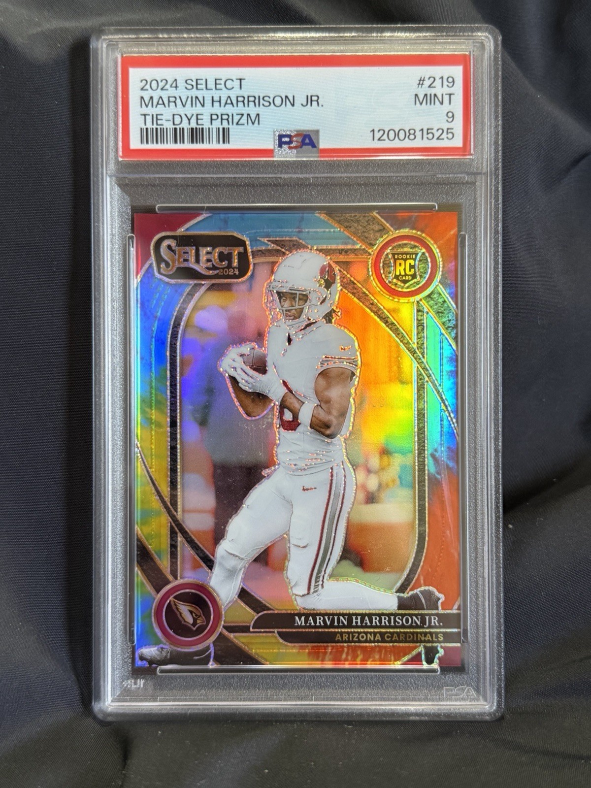 2024 Panini Select Marvin Harrison Jr. #28 RC Club Level Tie-Dye /25 PSA 9 view 1