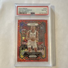 2023-24 Panini Prizm Oscar Tshiebwe #292 Red Sparkle Prizm PSA 8 Pacers Rookie