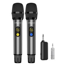Wireless Microphone, Professional UHF Metal Dual Handheld Cordless Dynamic Mi...