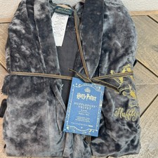 POTTERY BARN HARRY POTTER VELVET ROBE L/XL  GRAY HUFFLEPUFF