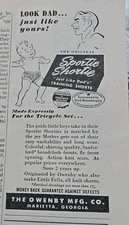1947 Owenby Co Mens Boys Sportie Shortie Underwear Vintage Look Dad ad