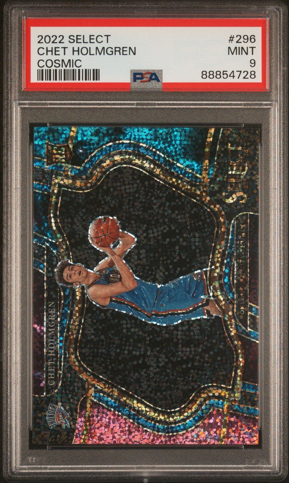 2022 Chet Holmgren Select Courtside Cosmic Prizm SSP Rookie RC Case Hit PSA 9
