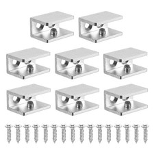 8 Pcs Adjustable Frameless Glass Shelf Bracket, Shower Glass Clamp Clip Silver