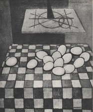 Felice Casorati- Uova sulla tavola  - Litografia