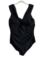 Jets Australia Swimwear Black Front Twist One-Piece Women's US Size 12 Swimsuit