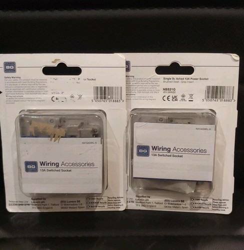 B&G Nexus Metal NBS21G01 Single Switched 13A Power Socket Grey/Steel - x2 Plugs - Picture 5 of 6