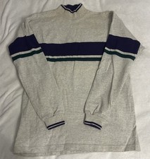 vintage ll bean crewneck Sweatshirt Striped 80s Mock Neck Made In USA Large L